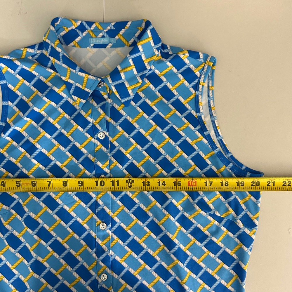 J.McLaughlin Womens XL Dress Sleeveless Blue Yellow Geometric Rope Print  NWOT‎ - Picture 7 of 8